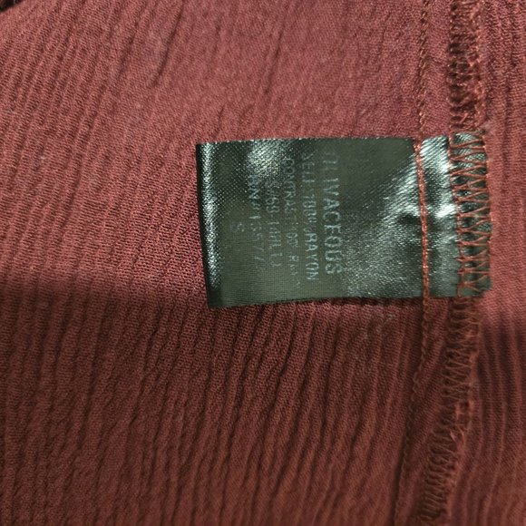Oliva Ceous Maroon Like Gauze Blouse Size S - Picture 5 of 5